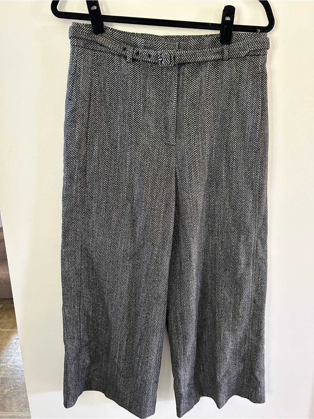 Ann Taylor Wide-Leg Herringbone Pants - Gray